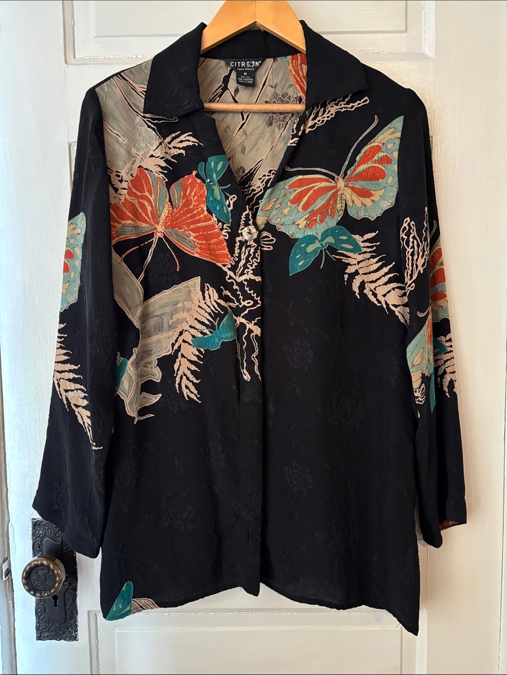 CITRON SATA MONICA SILK BUTTERFLY BUTTON DOWN